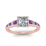 Load image into Gallery viewer, princess-cut-swirl-engraved-channel-accent-diamond-engagement-ring-with-purple-topaz-in-FD122866PRRGVITO-NL-RG
