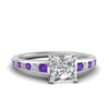 Load image into Gallery viewer, princess-cut-swirl-engraved-channel-accent-diamond-engagement-ring-with-purple-topaz-in-FD122866PRRGVITO-NL-WG