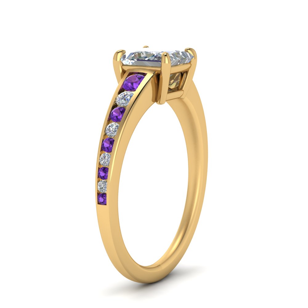 princess-cut-swirl-engraved-channel-accent-diamond-engagement-ring-with-purple-topaz-in-FD122866PRRGVITO-NL-YG