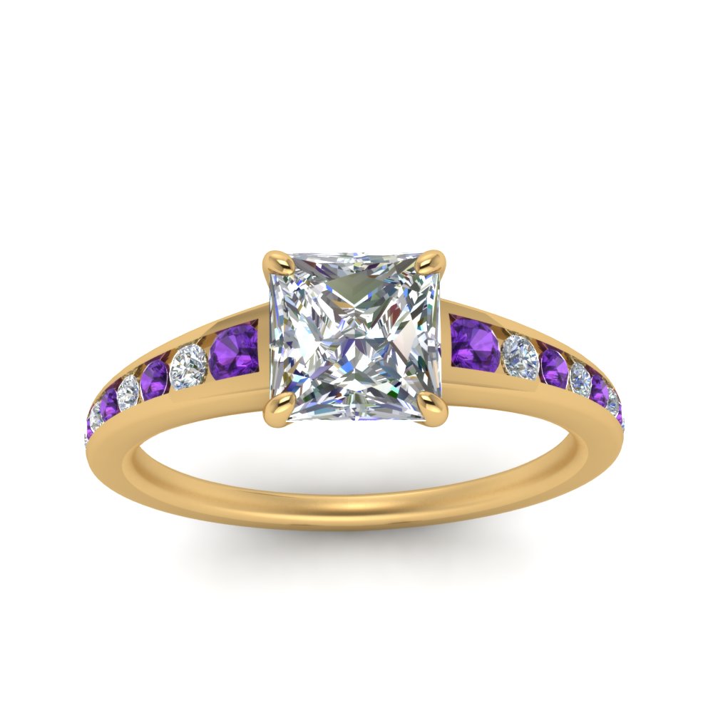 princess-cut-swirl-engraved-channel-accent-diamond-engagement-ring-with-purple-topaz-in-FD122866PRRGVITO-NL-YG