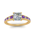 Thumbnail 77 - princess-cut-swirl-engraved-channel-accent-diamond-engagement-ring-with-purple-topaz-in-FD122866PRRGVITO-NL-YG
