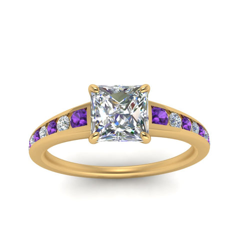 princess-cut-swirl-engraved-channel-accent-diamond-engagement-ring-with-purple-topaz-in-FD122866PRRGVITO-NL-YG