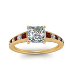 Load image into Gallery viewer, princess-cut-swirl-engraved-channel-accent-diamond-engagement-ring-with-ruby-in-FD122866PRRGRUDR-NL-YG
