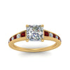 Load image into Gallery viewer, princess-cut-swirl-engraved-channel-accent-diamond-engagement-ring-with-ruby-in-FD122866PRRGRUDR-NL-YG