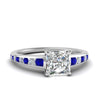 Load image into Gallery viewer, princess-cut-swirl-engraved-channel-accent-diamond-engagement-ring-with-sapphire-in-FD122866PRRGSABL-NL-WG