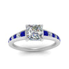 Load image into Gallery viewer, princess-cut-swirl-engraved-channel-accent-diamond-engagement-ring-with-sapphire-in-FD122866PRRGSABL-NL-WG