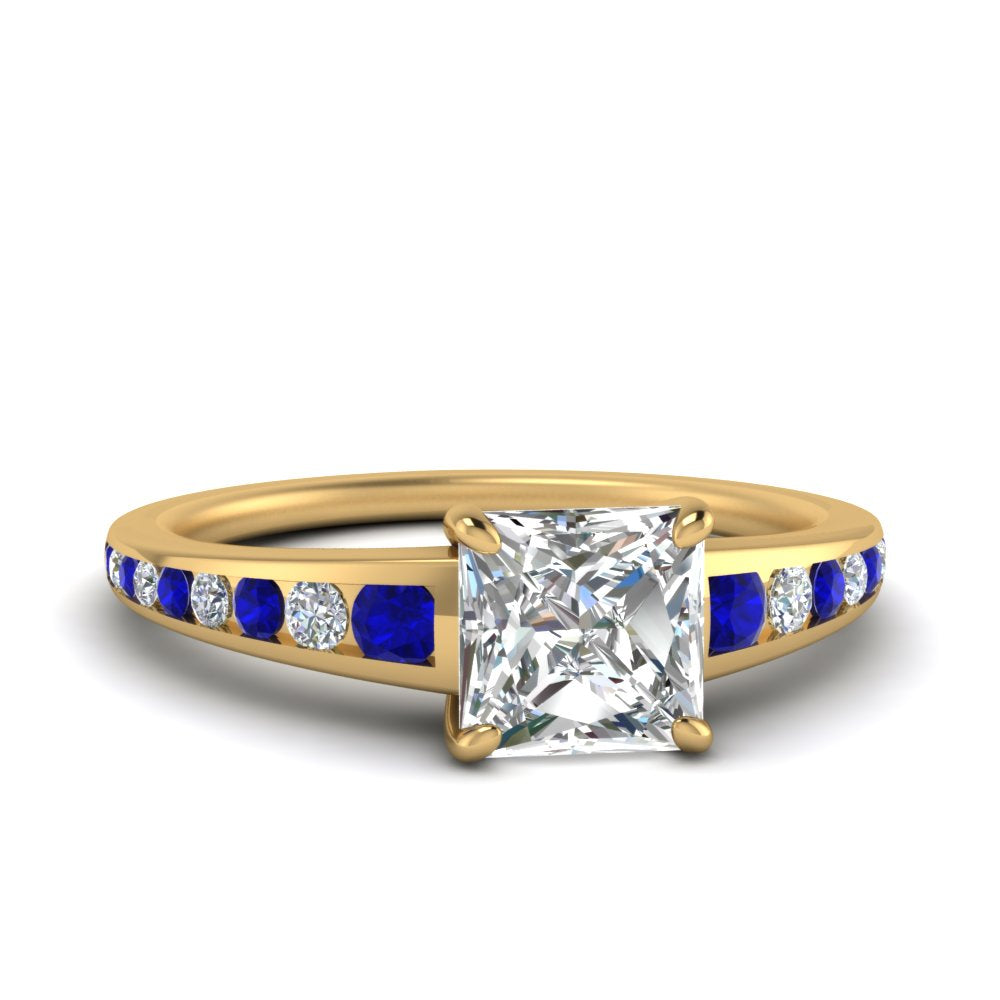 princess-cut-swirl-engraved-channel-accent-diamond-engagement-ring-with-sapphire-in-FD122866PRRGSABL-NL-YG