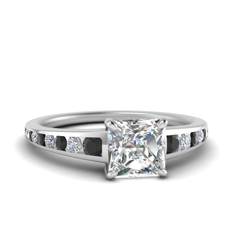 princess-cut-swirl-engraved-channel-accent-engagement-ring-with-black-diamond-in-FD122866PRRGBLACK-NL-WG