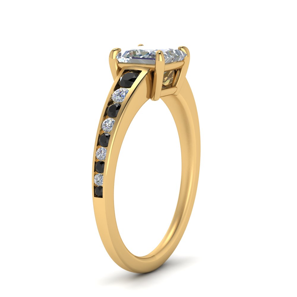 princess-cut-swirl-engraved-channel-accent-engagement-ring-with-black-diamond-in-FD122866PRRGBLACK-NL-YG