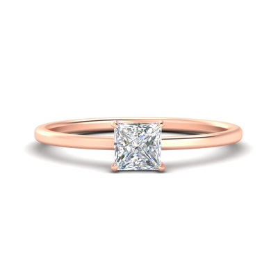 Princess Cut Thin Classic Solitaire Ring