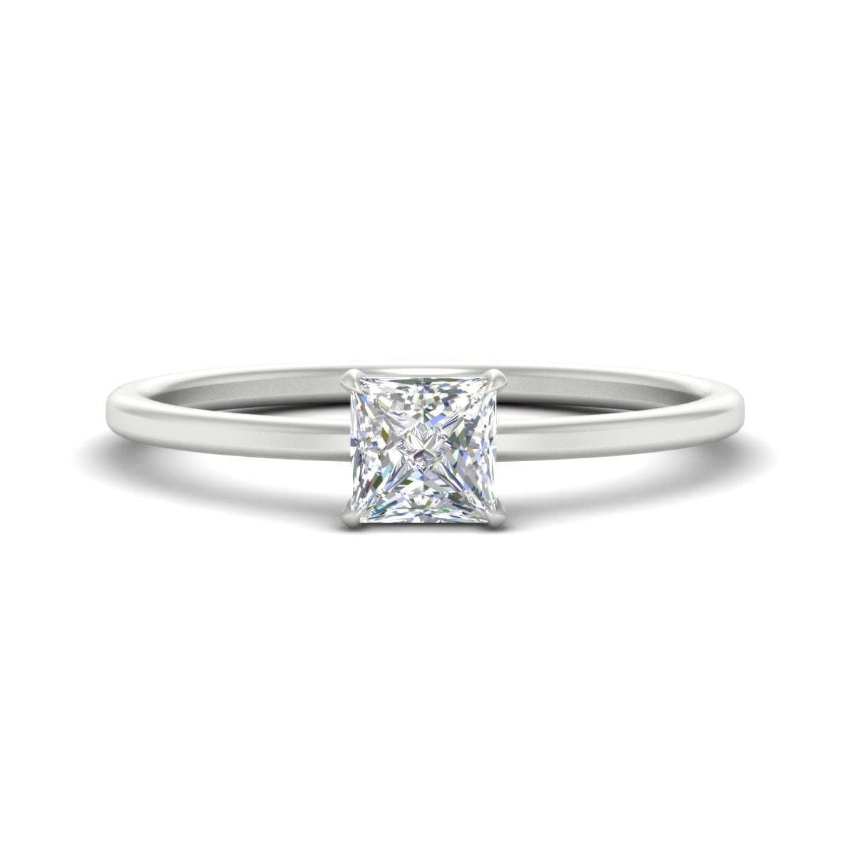 Princess Cut Thin Classic Solitaire Ring