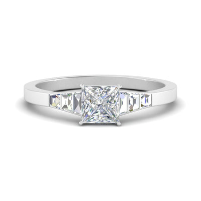 Princess Cut Trapezoid Lab Diamond Engagement Ring