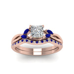 Load image into Gallery viewer, princess-cut-twisted-diamond-bridal-set-with-blue-sapphire-in-14K-rose-gold-FD8300PRGSABL-NL-RG.jpg

