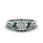 Load image into Gallery viewer, princess-cut-twisted-diamond-bridal-set-with-emerald-in-14K-white-gold-FD8300PRGEMGR-NL-WG.jpg
