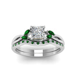 Load image into Gallery viewer, princess-cut-twisted-diamond-bridal-set-with-emerald-in-14K-white-gold-FD8300PRGEMGR-NL-WG.jpg
