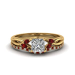 Load image into Gallery viewer, princess-cut-twisted-diamond-bridal-set-with-ruby-in-14K-yellow-gold-FD8300PRGRUDR-NL-YG.jpg
