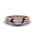 Load image into Gallery viewer, princess-cut-twisted-diamond-ring-with-matching-curved-band-with-blue-sapphire-in-14K-rose-gold-FD8300PRGSABL-NL-RG.jpg

