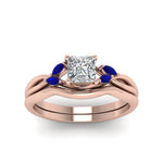 Load image into Gallery viewer, princess-cut-twisted-diamond-ring-with-matching-curved-band-with-blue-sapphire-in-14K-rose-gold-FD8300PRGSABL-NL-RG.jpg
