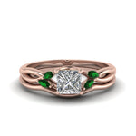 Load image into Gallery viewer, princess-cut-twisted-diamond-ring-with-matching-curved-band-with-emerald-in-14K-rose-gold-FD8300PRGEMGR-NL-RG.jpg
