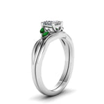 Load image into Gallery viewer, princess-cut-twisted-diamond-ring-with-matching-curved-band-with-emerald-in-14K-white-gold-FD8300PRGEMGR-NL-WG.jpg
