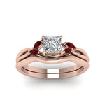 Load image into Gallery viewer, princess-cut-twisted-diamond-ring-with-matching-curved-band-with-ruby-in-14K-rose-gold-FD8300PRGRUDR-NL-RG.jpg
