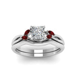 Load image into Gallery viewer, princess-cut-twisted-diamond-ring-with-matching-curved-band-with-ruby-in-14K-white-gold-FD8300PRGRUDR-NL-WG.jpg
