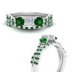 Load image into Gallery viewer, princess-cut-twisted-floral-prong-emerald-wedding-set-in-white-gold-FD10257PRGEMGR-ANGLE3-NL-WG?v=1756360051
