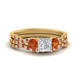 Load image into Gallery viewer, princess-cut-twisted-floral-prong-orange-sapphire-wedding-set-in-yellow-gold-FD10257PRGSAOR-NL-YG?v=1756360051
