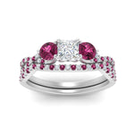 Load image into Gallery viewer, princess-cut-twisted-floral-prong-pink-sapphire-wedding-set-in-white-gold-FD10257PRGSADRPI-ANGLE5-NL-WG?v=1756360052

