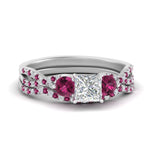 Load image into Gallery viewer, princess-cut-twisted-floral-prong-pink-sapphire-wedding-set-in-white-gold-FD10257PRGSADRPI-NL-WG?v=1756360051
