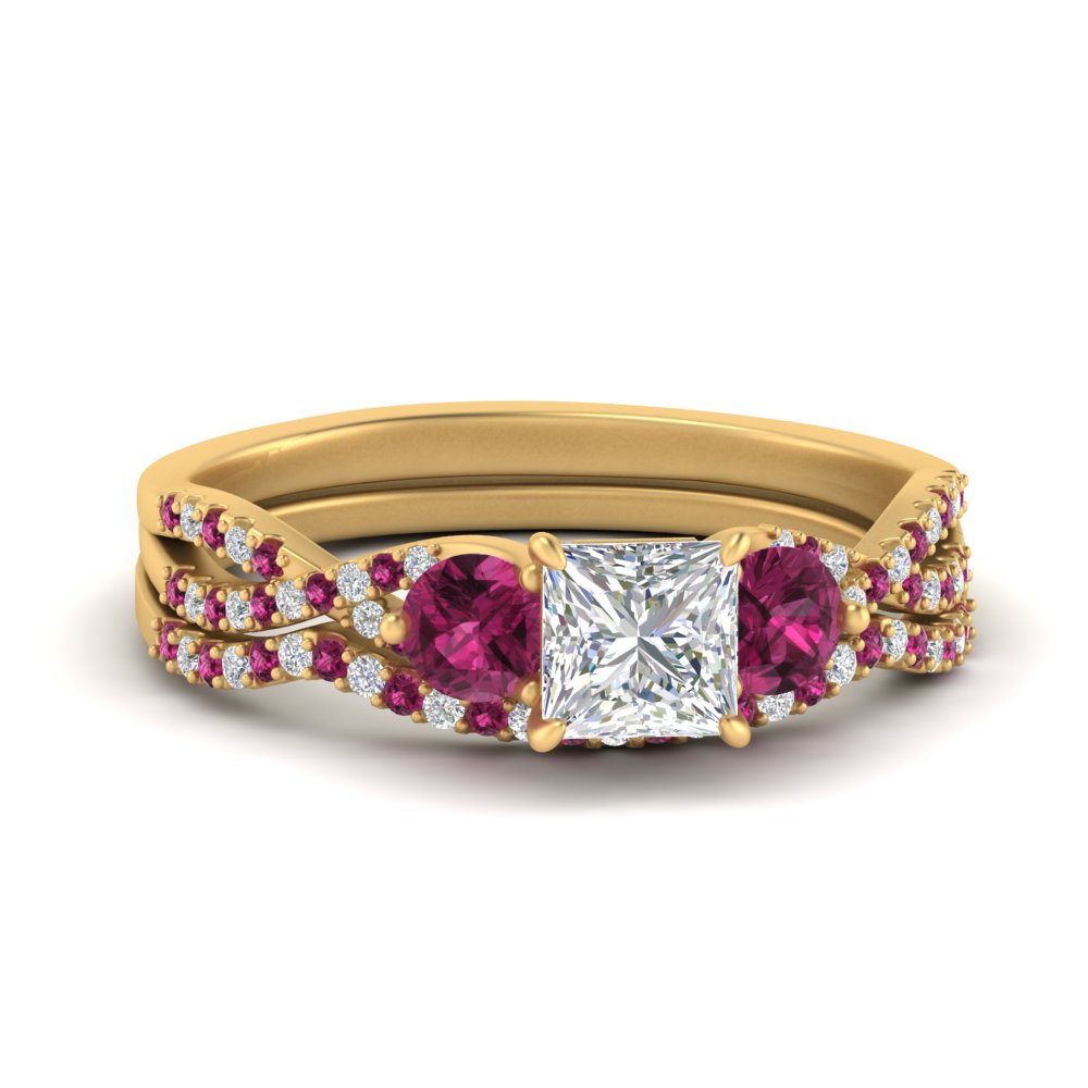 princess-cut-twisted-floral-prong-pink-sapphire-wedding-set-in-yellow-gold-FD10257PRGSADRPI-NL-YG?v=1756360051
