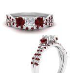 Load image into Gallery viewer, princess-cut-twisted-floral-prong-ruby-wedding-set-in-white-gold-FD10257PRGRUDR-ANGLE3-NL-WG?v=1756360051
