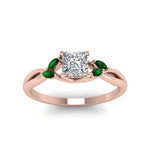 Load image into Gallery viewer, princess-cut-twisted-marquise-accents-diamond-ring-with-green-emerald-in-14K-rose-gold-FD8300PRR