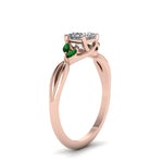 Load image into Gallery viewer, princess-cut-twisted-marquise-accents-diamond-ring-with-green-emerald-in-14K-rose-gold-FD8300PRR
