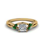 Load image into Gallery viewer, princess-cut-twisted-marquise-accents-diamond-ring-with-green-emerald-in-14K-yellow-gold-FD8300PRR