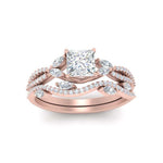Load image into Gallery viewer, princess-cut-twisted-vine-luxury-diamond-bridal-ring-set-in-rose-gold-FDENR3211PRANGLE3-NL-RG