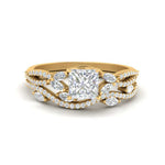 Load image into Gallery viewer, princess-cut-twisted-vine-luxury-diamond-bridal-ring-set-in-yellow-gold-FDENR3211PRANGLE3-NL-YG