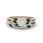 Load image into Gallery viewer, princess-cut-twisted-vine-luxury-emerald-bridal-ring-set-in-rose-gold-FDENR3211PRGEMGRANGLE3-NL-RG

