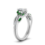 Load image into Gallery viewer, princess-cut-twisted-vine-luxury-emerald-bridal-ring-set-in-white-gold-FDENR3211PRGEMGRANGLE3-NL-WG
