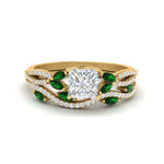 Load image into Gallery viewer, princess-cut-twisted-vine-luxury-emerald-bridal-ring-set-in-yellow-gold-FDENR3211PRGEMGRANGLE3-NL-YG