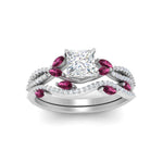 Load image into Gallery viewer, princess-cut-twisted-vine-luxury-pink-sapphire-bridal-ring-set-in-white-gold-FDENR3211PRGSADRPIANGLE3-NL-WG
