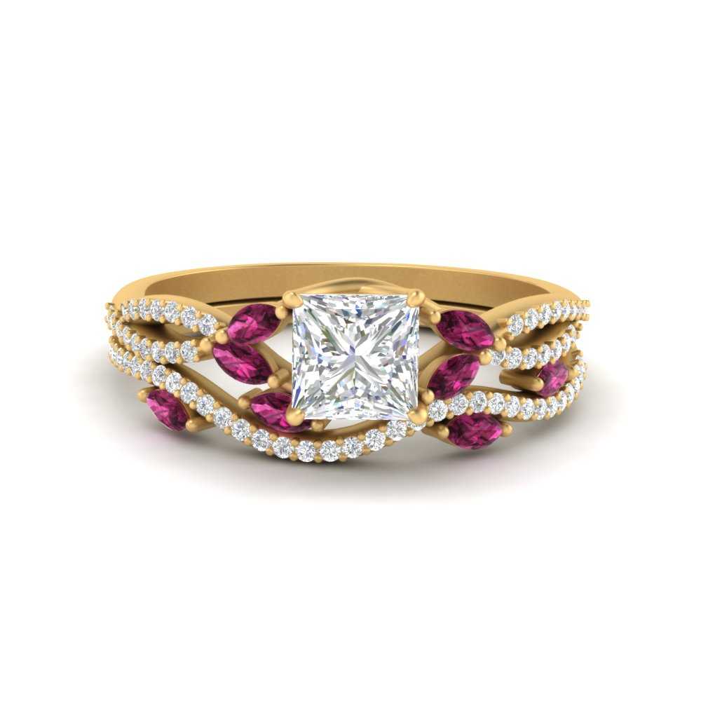 princess-cut-twisted-vine-luxury-pink-sapphire-bridal-ring-set-in-yellow-gold-FDENR3211PRGSADRPIANGLE3-NL-YG