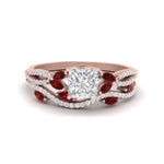 Load image into Gallery viewer, princess-cut-twisted-vine-luxury-ruby-bridal-ring-set-in-rose-gold-FDENR3211PRGRUDRANGLE3-NL-RG
