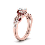 Load image into Gallery viewer, princess-cut-twisted-vine-luxury-ruby-bridal-ring-set-in-rose-gold-FDENR3211PRGRUDRANGLE3-NL-RG
