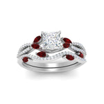 Load image into Gallery viewer, princess-cut-twisted-vine-luxury-ruby-bridal-ring-set-in-white-gold-FDENR3211PRGRUDRANGLE3-NL-WG