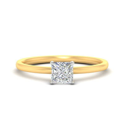 Princess Cut Two Tone Comfort Fit Solitaire Diamond Ring