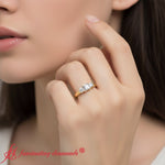 Load image into Gallery viewer, princess-cut-u-prong-three-stone-diamond-engagement-ring-in-14K-yellow-gold-FDENR578PRR-NL-YG
