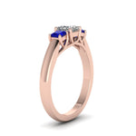 Load image into Gallery viewer, princess-cut-u-prong-three-stone-diamond-engagement-ring-with-blue-sapphire-in-14K-rose-gold-FDENR578PRRGSABLANGLE2-NL-RG