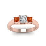 Load image into Gallery viewer, princess-cut-u-prong-three-stone-diamond-engagement-ring-with-orange-sapphire-in-14K-rose-gold-FDENR578PRRGSAORANGLE5-NL-RG
