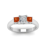 Load image into Gallery viewer, princess-cut-u-prong-three-stone-diamond-engagement-ring-with-orange-sapphire-in-14K-white-gold-FDENR578PRRGSAORANGLE5-NL-WG